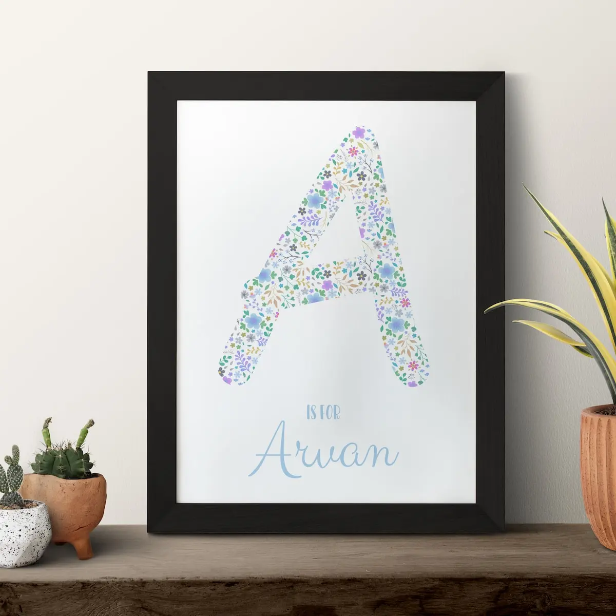 Floral Letter & Name Frame
