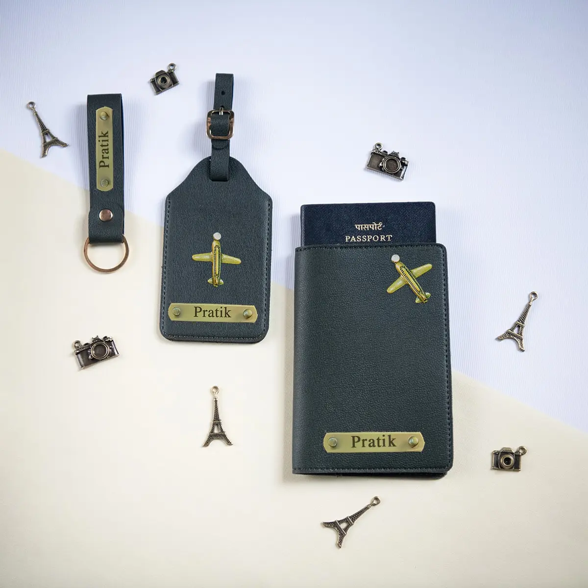 Personalized Passport Cover+Luggage Tag+Keychain