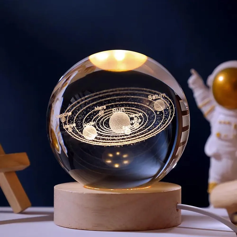3D Solar System Crystal Ball Night Lamp